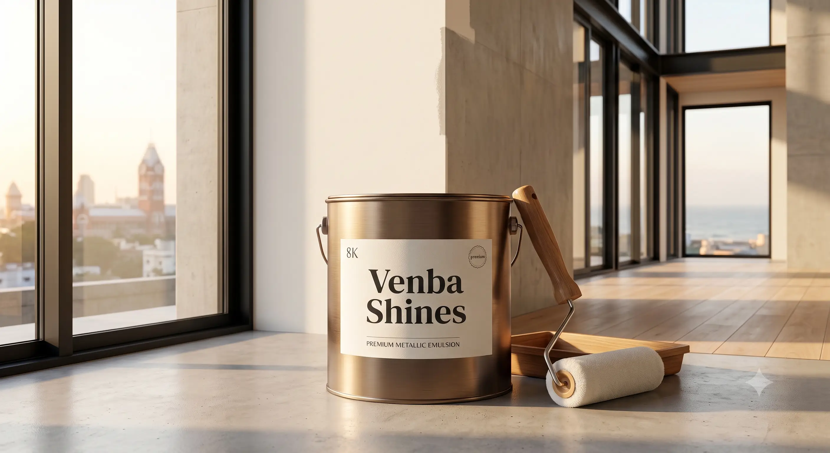 Large house paint buckets with roller for building painting