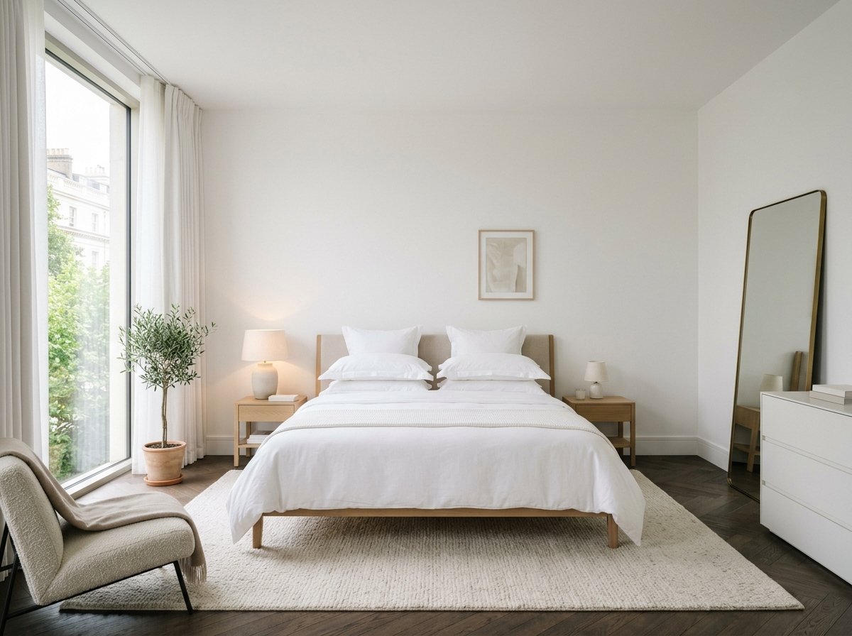 Elegantly painted bedroom with premium wall finish
